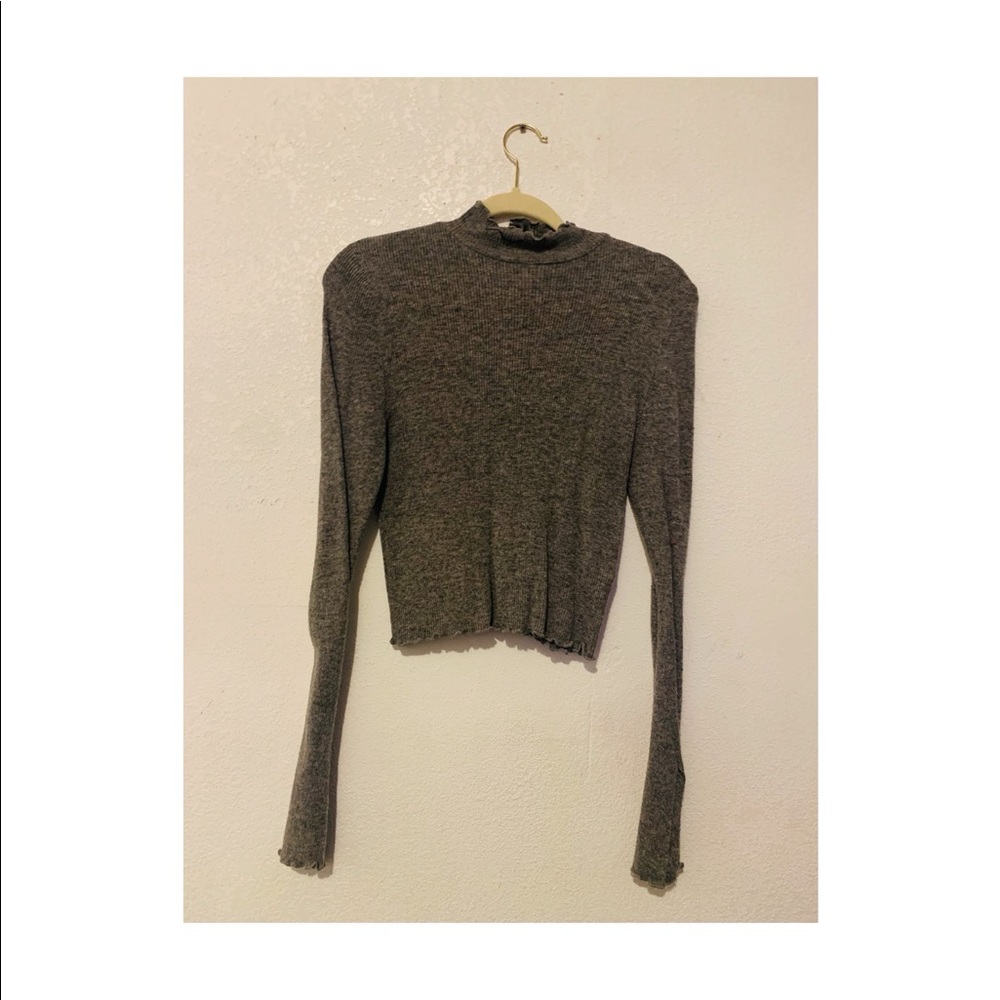 Gray turtleneck crop long sleeve